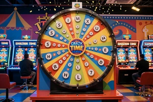 Crazy Time Live Show von Evolution Gaming - bunte Gl&uuml;cksrad Game Show